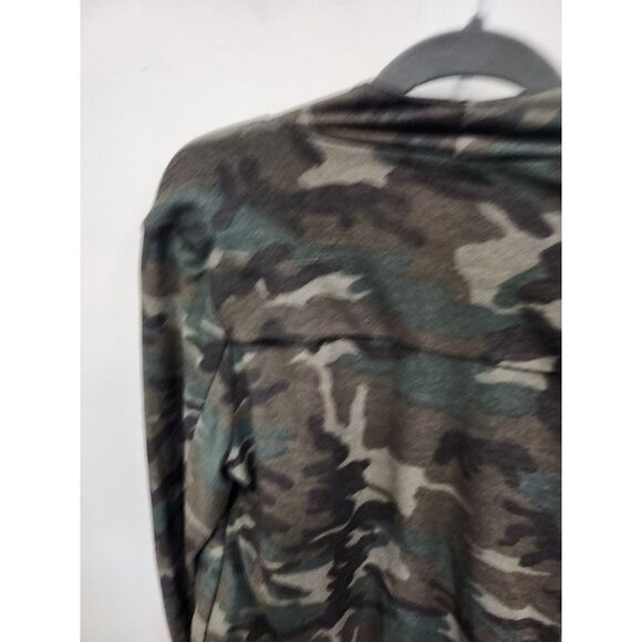 DownEast Womens Cardigan Size Small Green Camouflage Cascading Open Front - Picture 7 of 7